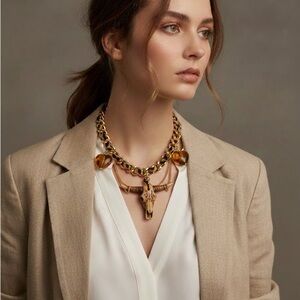 Gold and Brown Statement Necklace